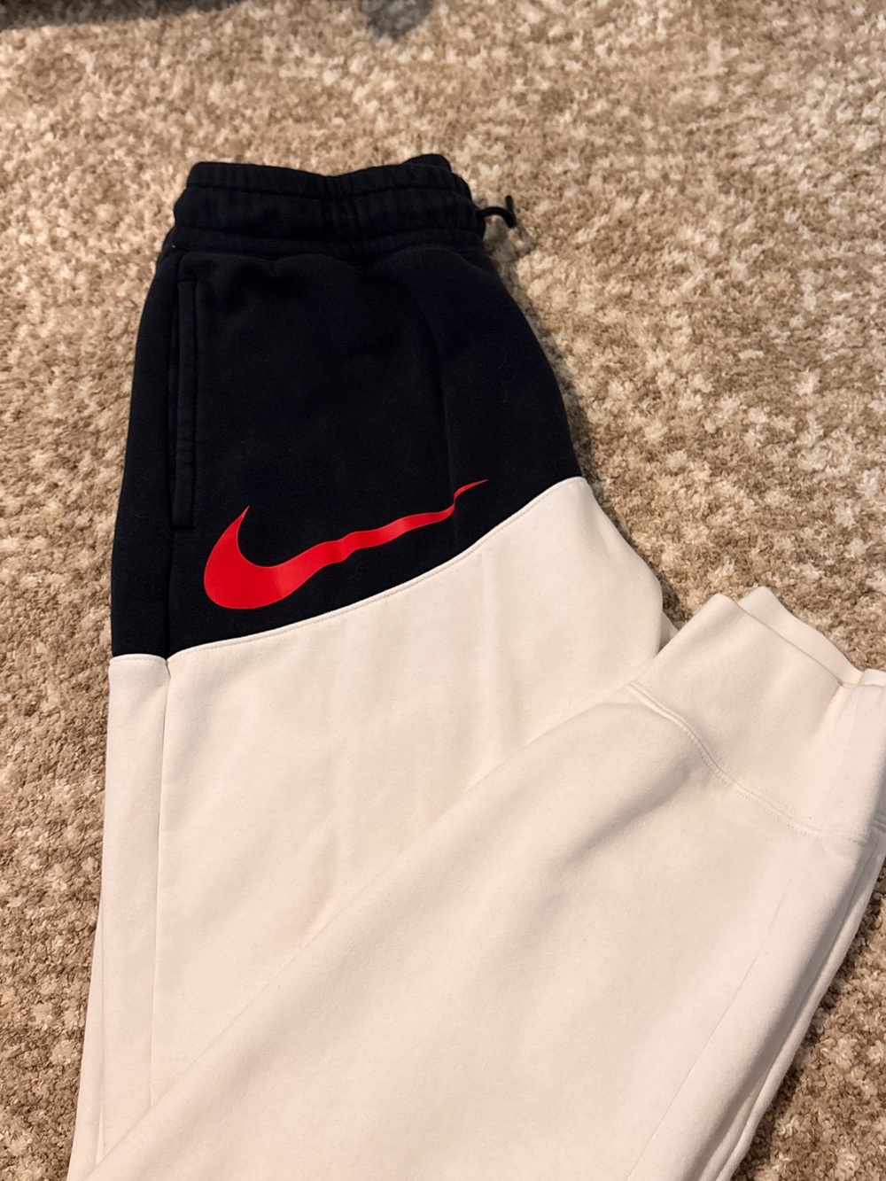 Nike Black, White & Red Colorblock Men's Jogger Sweatpants